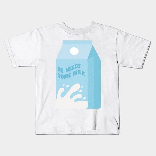 He Needs Some Milk Kids T-Shirt by FlashmanBiscuit